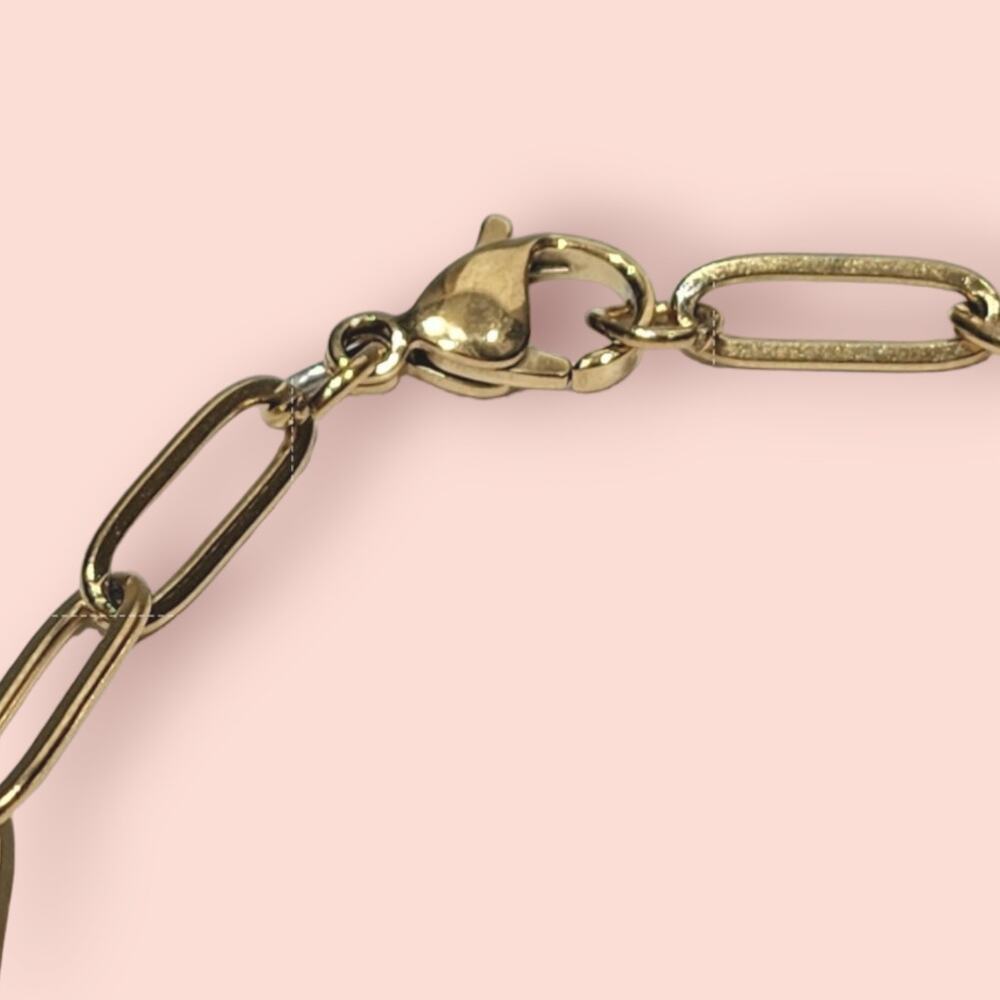 Beautiful Gold Plated‎ Paperclip Bracelet 7 inches - Picture 2 of 4